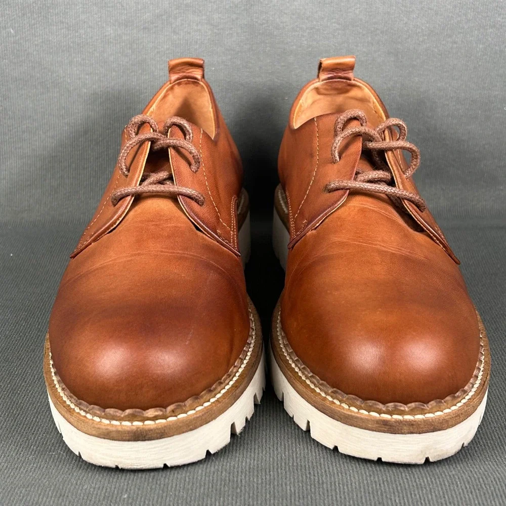 Miz Mooz Wren Brown Leather Wool Lined Lug Sole Oxford Shoes‎ Made in Portugal